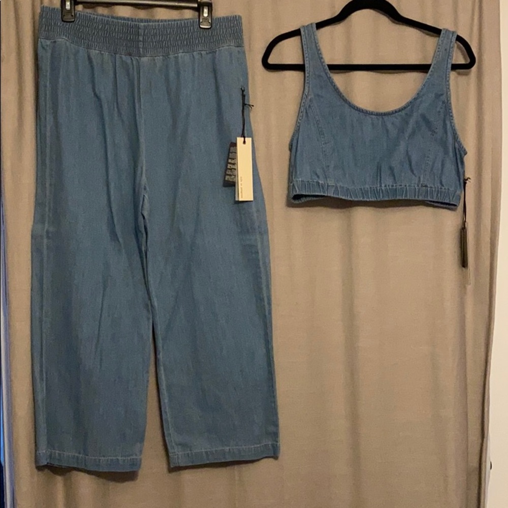 Brand new Denim crop top and pant set